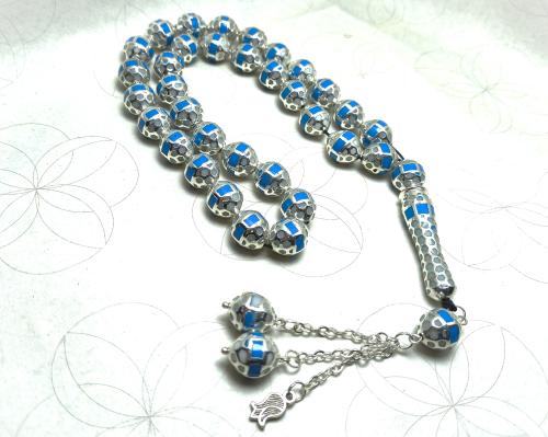 سبحة فضة فاخرة من الفيروز