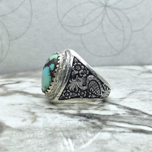 خاتم فيروز نيشابوري طبيعي موديل الطاووس