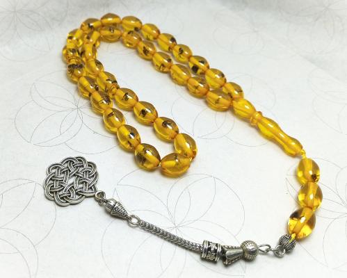 تراب الكهرمان عسلي محشر 33 خرزة