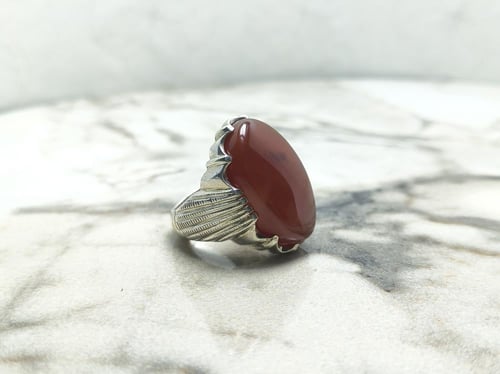 خاتم عقيق يماني احمر رماني