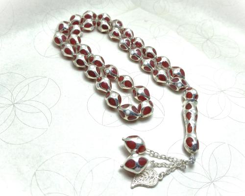 سبحة فضة فاخرة من الياقوت