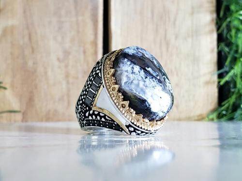 خاتم عقيق يماني طحلبي