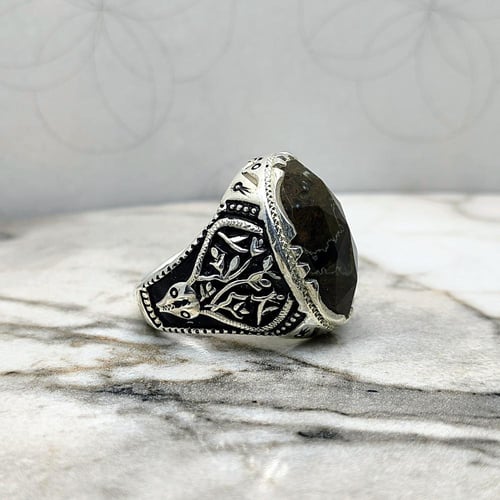 خاتم عقيق خرائطي يماني راهي