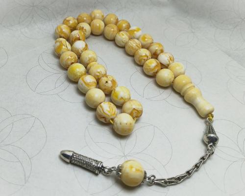 سبحة فاتوران تركي لون كهرماني ماربل