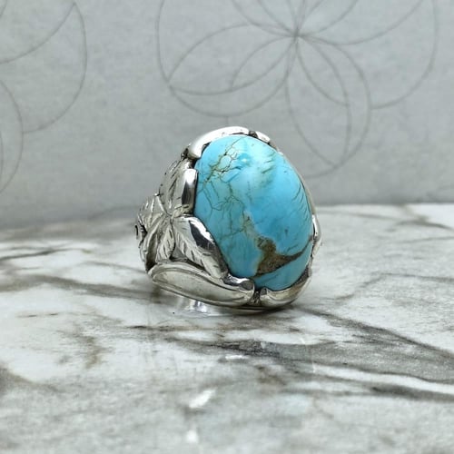 خاتم فيروز نيشابوري طبيعي مقبب راهي