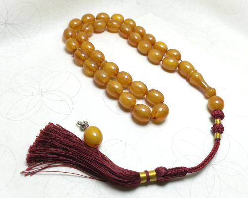 سبحة فاتوران تركي لون عسلي شفاف بكركوشة