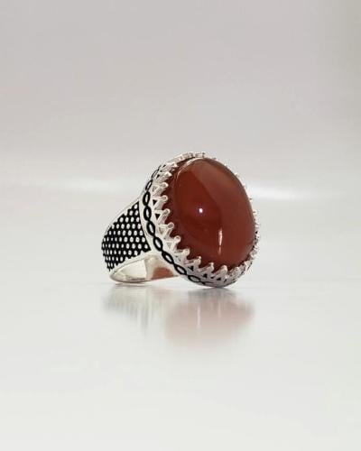 خاتم عقيق يماني احمر