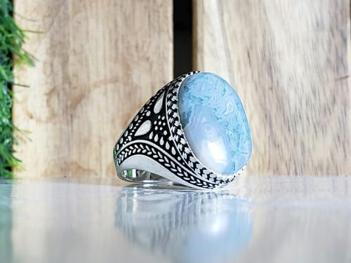 خاتم عقيق يماني سماوي