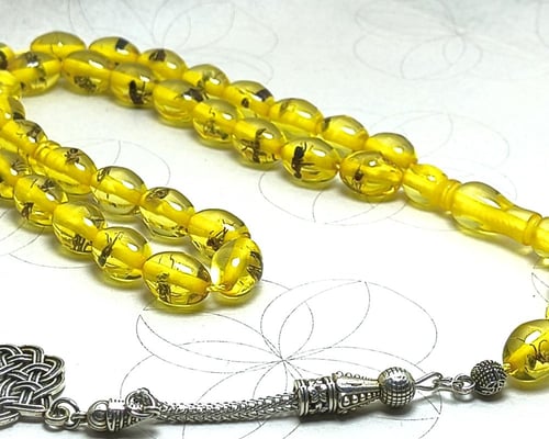 تراب الكهرمان اصفر محشر 33 خرزة