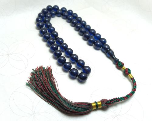 سبحة زعفران لون "أزرق نيلي" بكركوشة ملونة