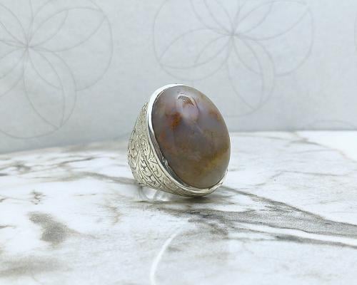 خاتم عقيق طحلبي يماني