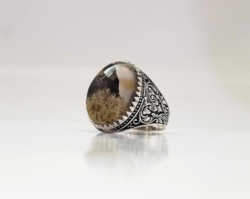 خاتم عقيق يماني طحلبي