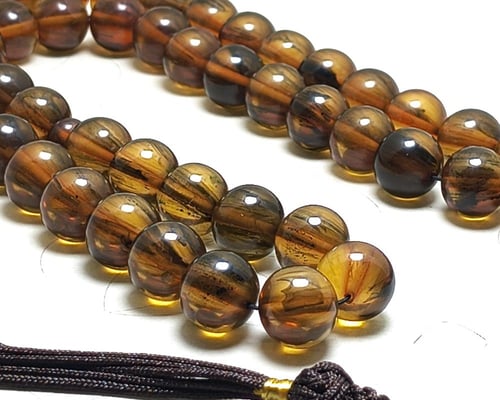 سبحة زعفران لون "عسلي موشح" (ماربل)