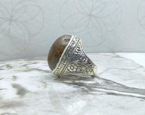 خاتم عقيق طحلبي يماني