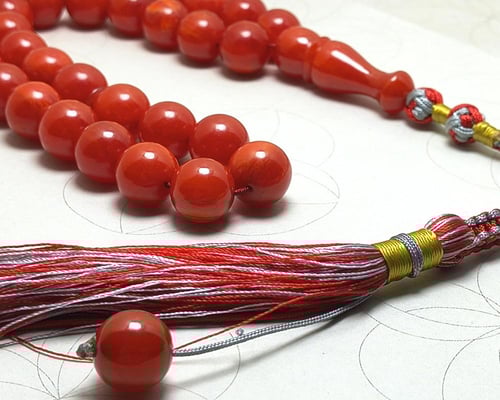 سبحة فاتوران تركي لون أحمر رماني