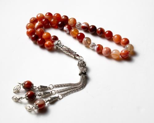 سبحة عقيق سليماني برتقالي 33 حبة