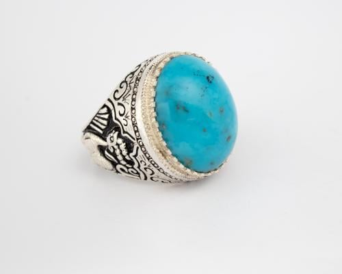 خاتم فيروز كرماني طبيعي مقبب