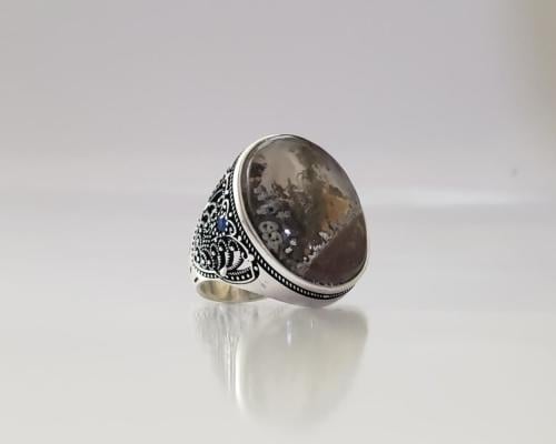 خاتم عقيق يماني طحلبي