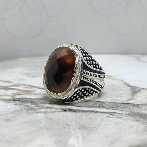 خاتم جزع يماني أسود مترش