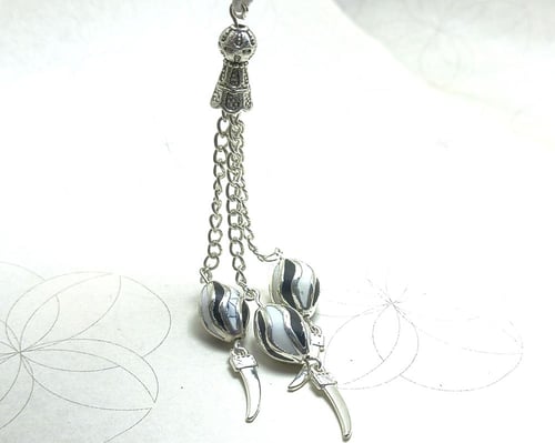 سبحة فضة فاخرة نقش أسود