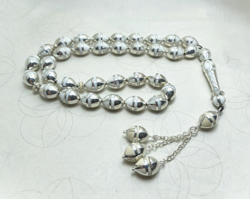 سبحة فضة فاخرة من العظم