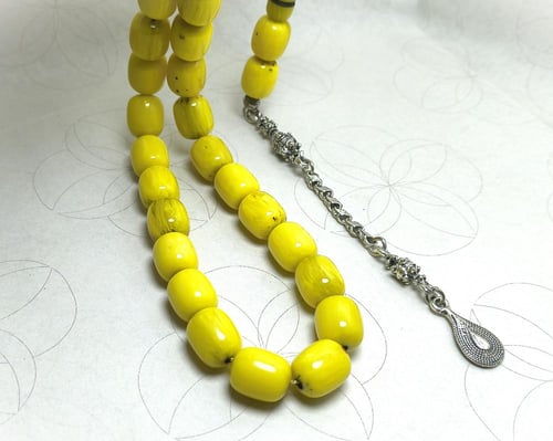 سبحة فاتوران تركي لون "أصفر ليموني موشح"