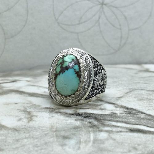 خاتم فيروز نيشابوري طبيعي موديل الطاووس