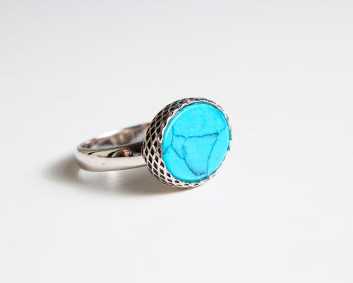 خاتم ملكي فيروزي بيضاوي