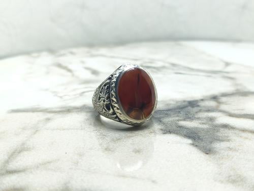 خاتم يماني مزعفر نقش طاووس