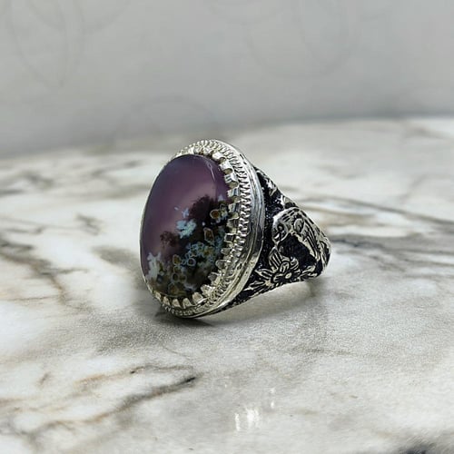 خاتم عقيق يماني ورد الربيع السوسني