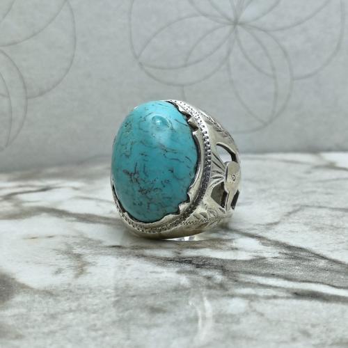 خاتم فيروز نيشابوري طبيعي مقبب راهي