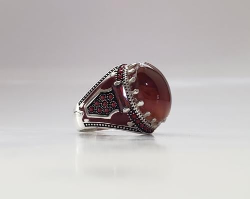 خاتم عقيق يماني احمر