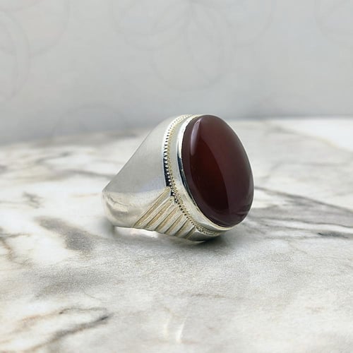 خاتم عقيق يماني كبدي نخب أول