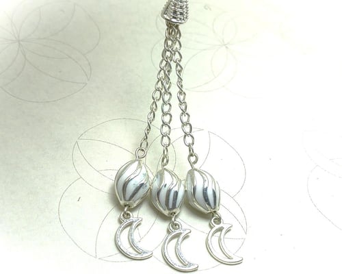 سبحة فضة فاخرة نقش أبيض صافي