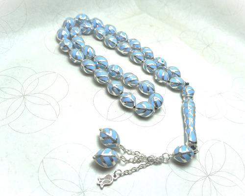 سبحة فضة فاخرة من الفيروز