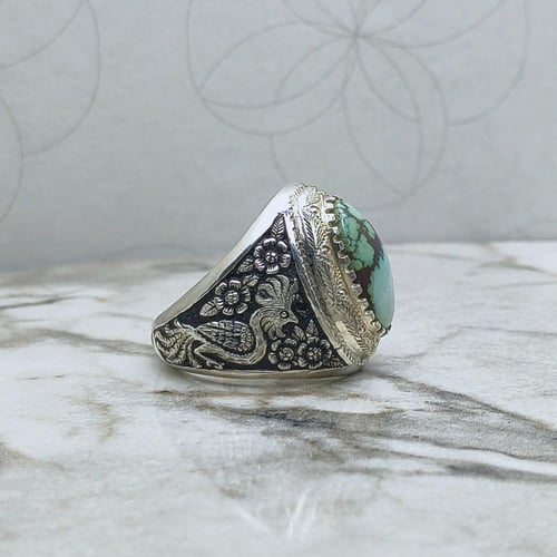 خاتم فيروز نيشابوري طبيعي موديل الطاووس