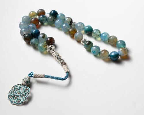 سبحة عقيق سماوي طربزونة 33 حبة