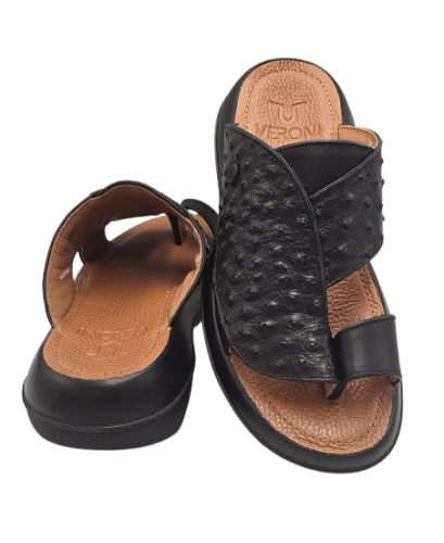 نعال إيطالي تقنية سويسري طبي - طبعة النعام - أسود