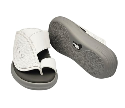 نعال سويسري طبي - أبيض أرضية رصاصي