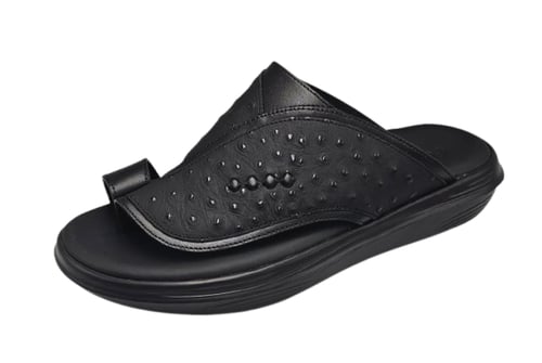 نعال إيطالي تقنية سويسري طبي - أسود طبعة النعام