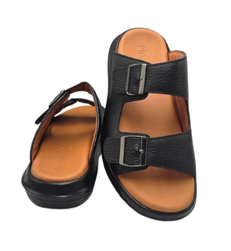 نعال تقنية سويسري طبي - أسود أرضية بني فاتح