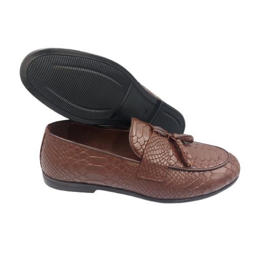 حذاء جلد بني كاجوال