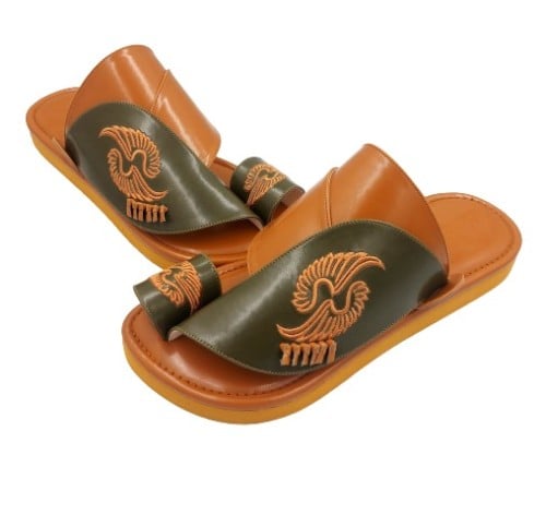 نعال شرقي مطرز جملي جلد طبيعي