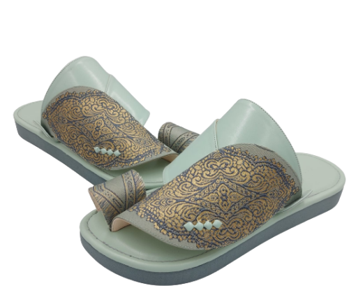 نعال شرقي مطرز تركواز أخضر