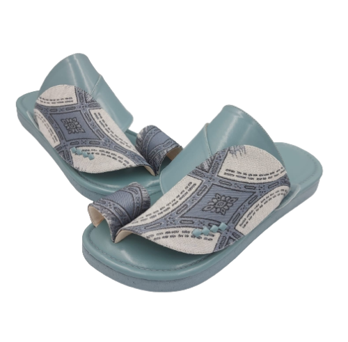 نعال شرقي مطرز تركواز جلد طبيعي