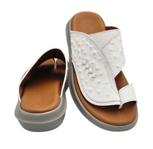 نعال إيطالي تقنية سويسري طبي - أبيض طبعة النعام