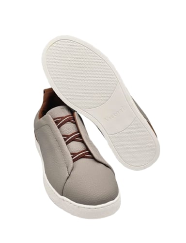 حذاء كاجوال جلد - رمادي