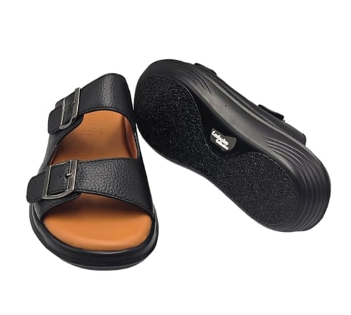 نعال تقنية سويسري طبي - أسود أرضية بني فاتح