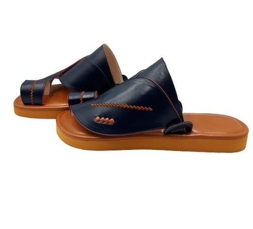 نعال شرقي مطرز جلد - اللون كحلي