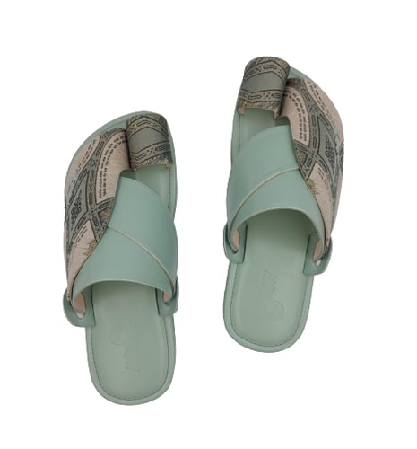 نعال شرقي مطرز تركواز أخضر فاتح